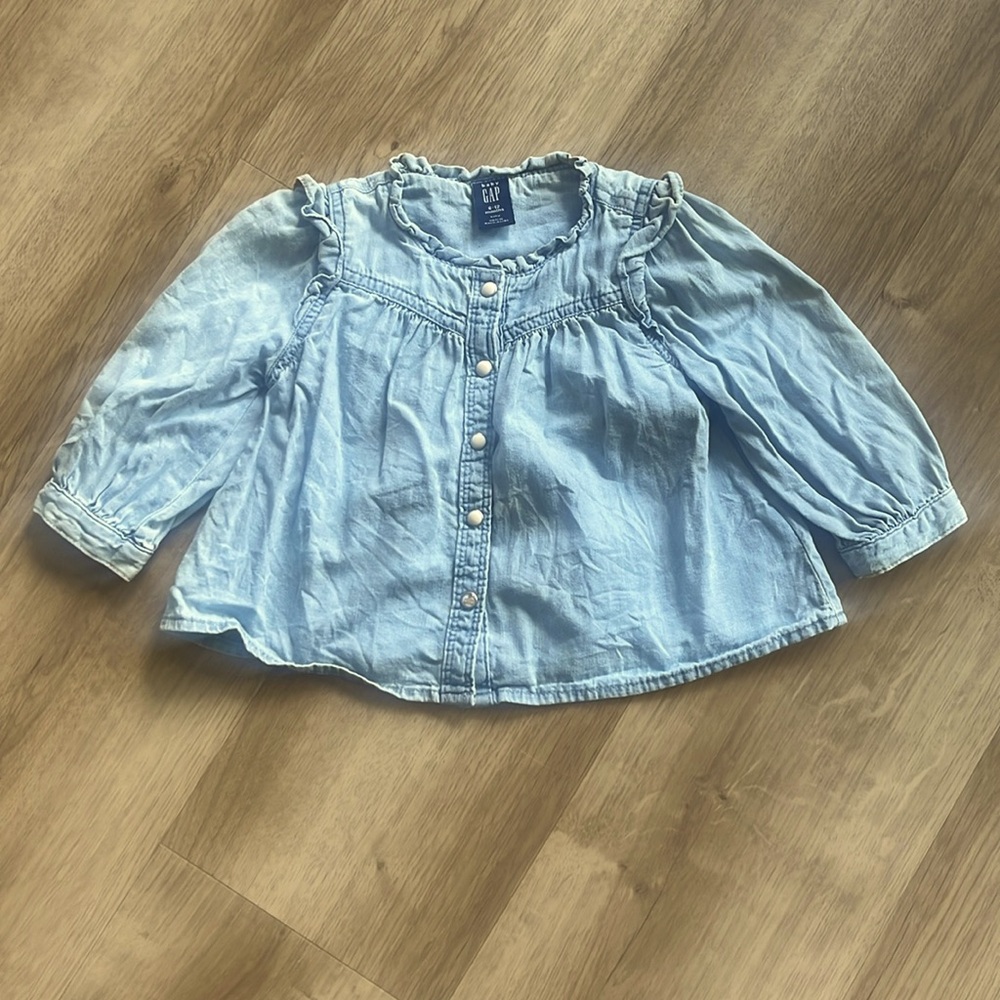 GAP Light Blue Denim Button-Front Baby/Toddler Top